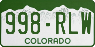 CO license plate 998RLW