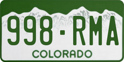 CO license plate 998RMA