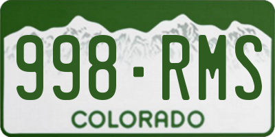 CO license plate 998RMS