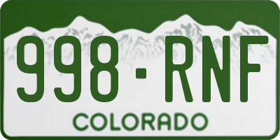 CO license plate 998RNF