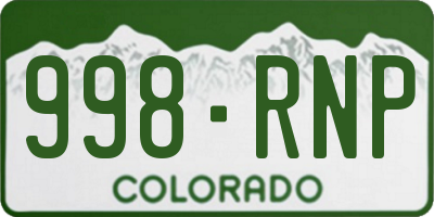 CO license plate 998RNP
