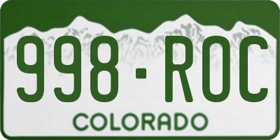 CO license plate 998ROC