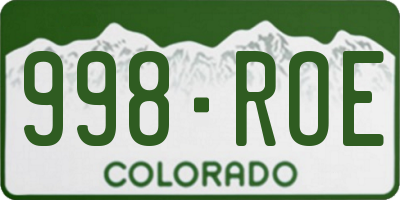 CO license plate 998ROE