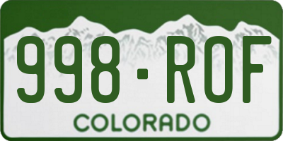 CO license plate 998ROF