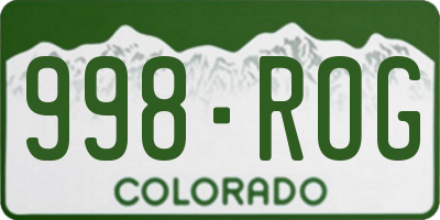 CO license plate 998ROG