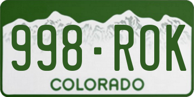 CO license plate 998ROK