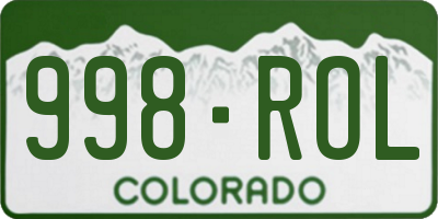 CO license plate 998ROL