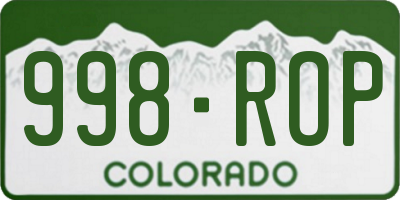 CO license plate 998ROP