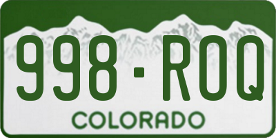 CO license plate 998ROQ