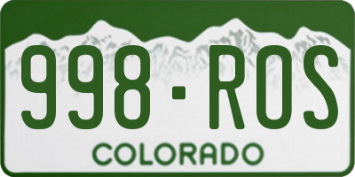 CO license plate 998ROS