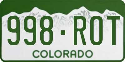 CO license plate 998ROT