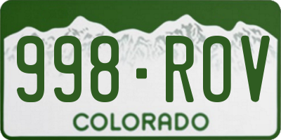 CO license plate 998ROV