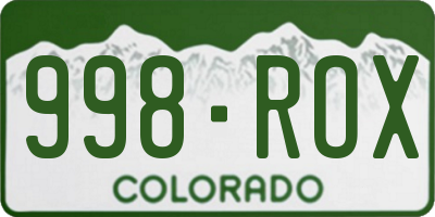 CO license plate 998ROX