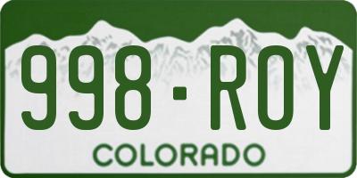 CO license plate 998ROY
