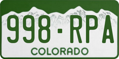 CO license plate 998RPA