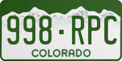 CO license plate 998RPC