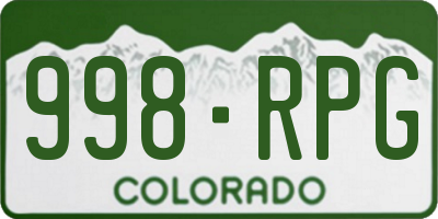 CO license plate 998RPG