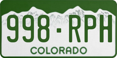 CO license plate 998RPH