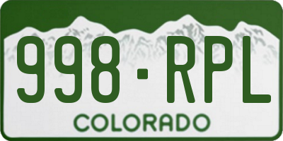 CO license plate 998RPL