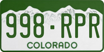 CO license plate 998RPR