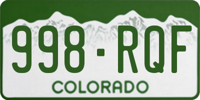CO license plate 998RQF