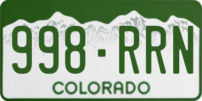 CO license plate 998RRN