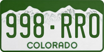 CO license plate 998RRO