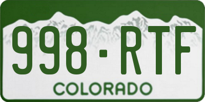 CO license plate 998RTF