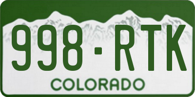 CO license plate 998RTK