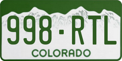 CO license plate 998RTL