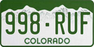 CO license plate 998RUF