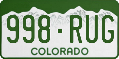 CO license plate 998RUG