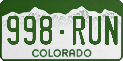 CO license plate 998RUN