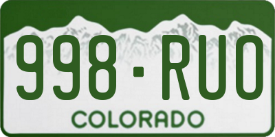 CO license plate 998RUO