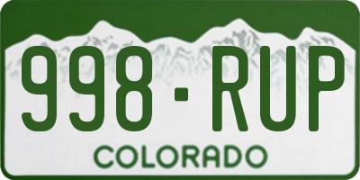 CO license plate 998RUP