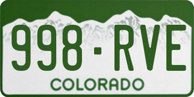 CO license plate 998RVE