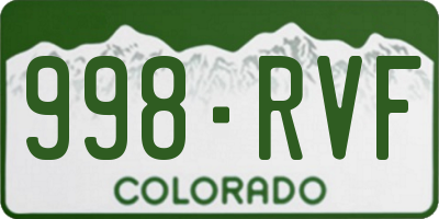 CO license plate 998RVF