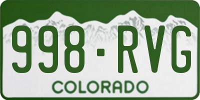 CO license plate 998RVG