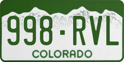 CO license plate 998RVL