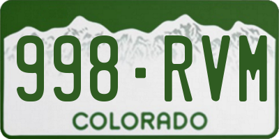 CO license plate 998RVM