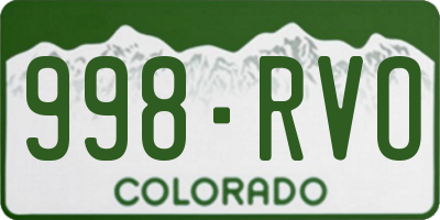 CO license plate 998RVO