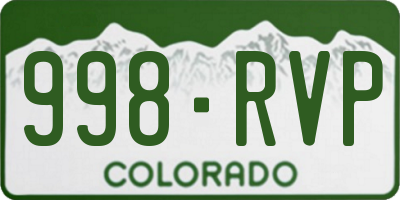 CO license plate 998RVP