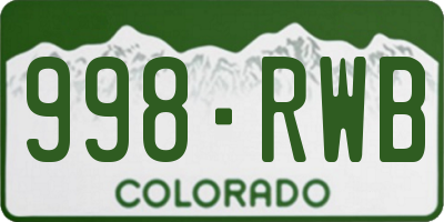 CO license plate 998RWB
