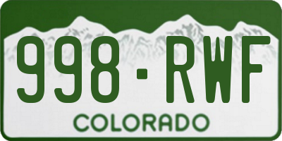 CO license plate 998RWF