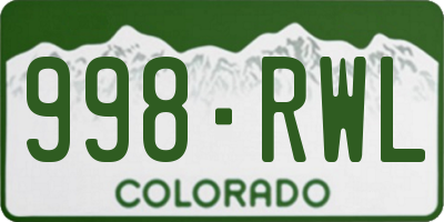 CO license plate 998RWL