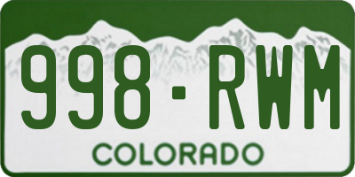 CO license plate 998RWM