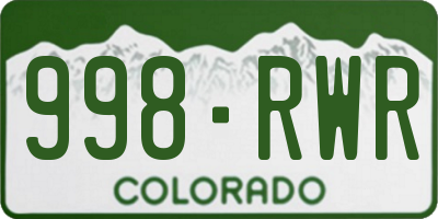 CO license plate 998RWR