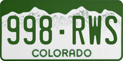 CO license plate 998RWS