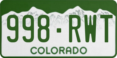 CO license plate 998RWT