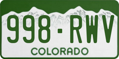 CO license plate 998RWV